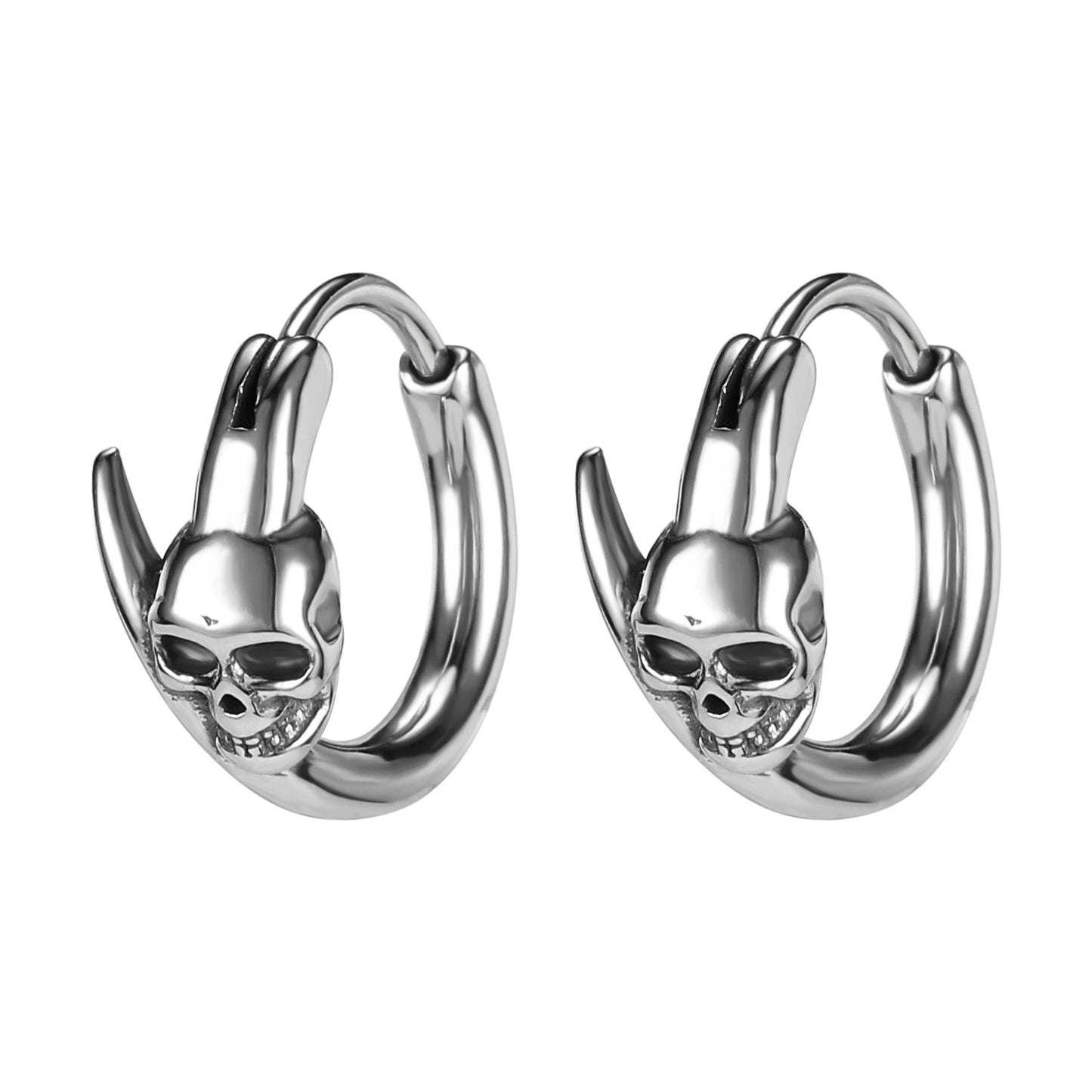 ✨ Punk Skull Hoop Earrings – Unisex Stainless Steel 🖤