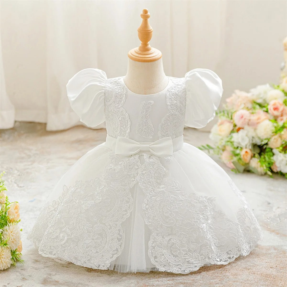 π Baby Girl Princess Dress πΈ | Embroidery Flower & Bow πβ¨