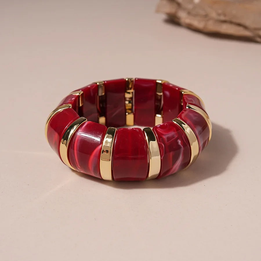 π Retro Chunky Resin Bracelet π΄ | Geometric Wave Bangle 2025 β¨