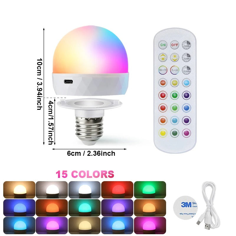 π‘ Rechargeable LED Bulb π | USB 5V E27 π Dimmable + Remote ποΈ