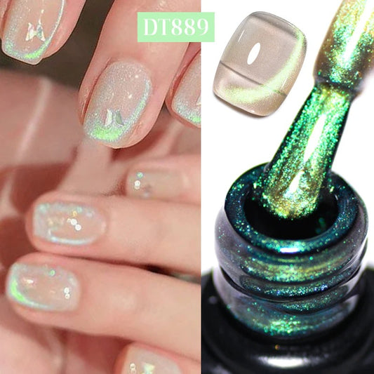 ✨ 7ml Aurora Glitter Magnetic Gel Polish 🌟 Green Cat Eye UV Nail Art