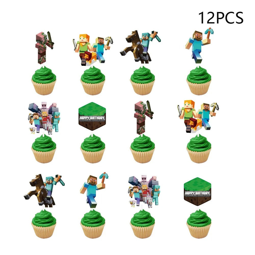 🎮⛏️  Birthday Banner Gaming Miner Banner Pennant Supplies for Boys Girls🎉👦👧