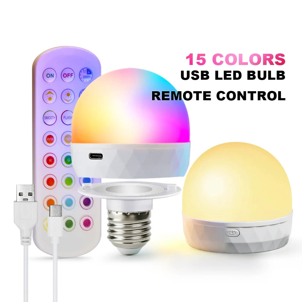 💡 Rechargeable LED Bulb 🔋 | USB 5V E27 🌟 Dimmable + Remote 🎛️