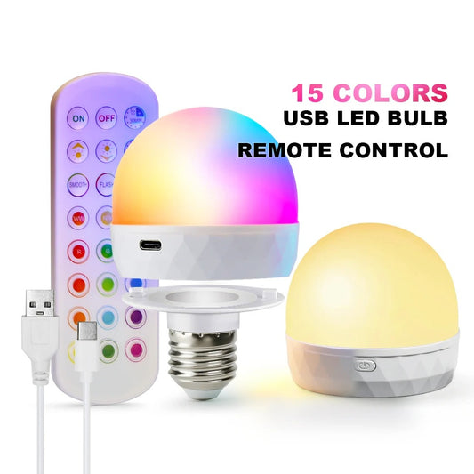 💡 Rechargeable LED Bulb 🔋 | USB 5V E27 🌟 Dimmable + Remote 🎛️