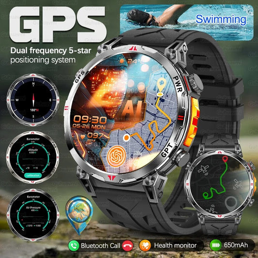 Military GPS Smartwatch ⌚🧭 | Rugged & Waterproof 💦