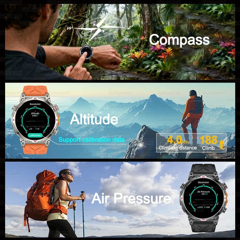 Military GPS Smartwatch ⌚🧭 | Rugged & Waterproof 💦