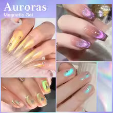 ✨ 7ml Aurora Glitter Magnetic Gel Polish 🌟 Green Cat Eye UV Nail Art