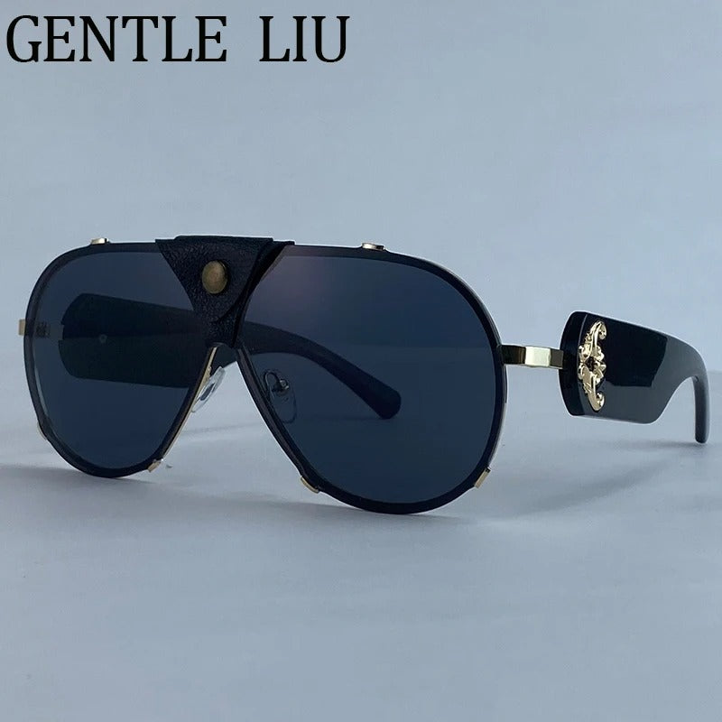 🕶️ Steampunk Vintage Pilot Goggles 😎 | Oversized Shield Sunglasses 2025