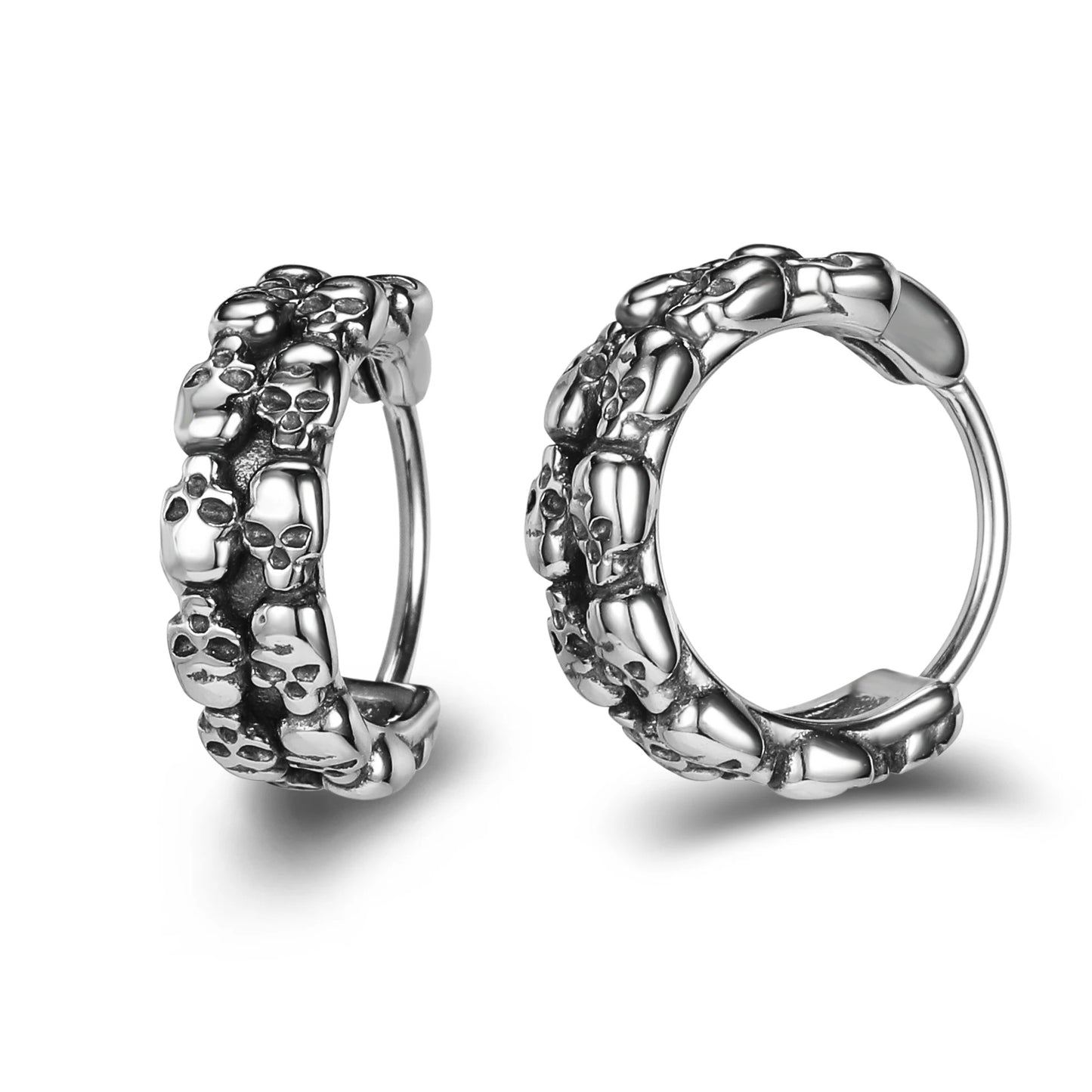✨ Punk Skull Hoop Earrings – Unisex Stainless Steel 🖤
